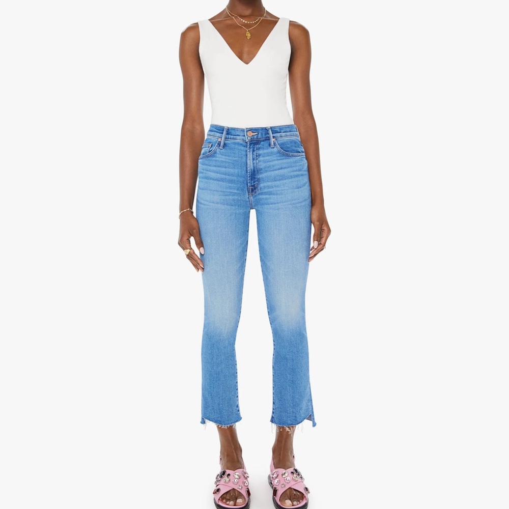 MOTHER Sky Blue Cropped Jeans
